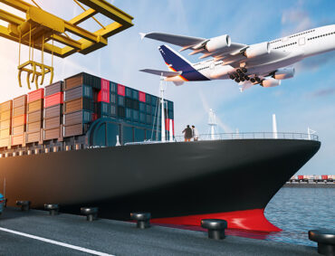 Plane trucks are flying towards the destination with the brightest. 3d rendering and illustration.